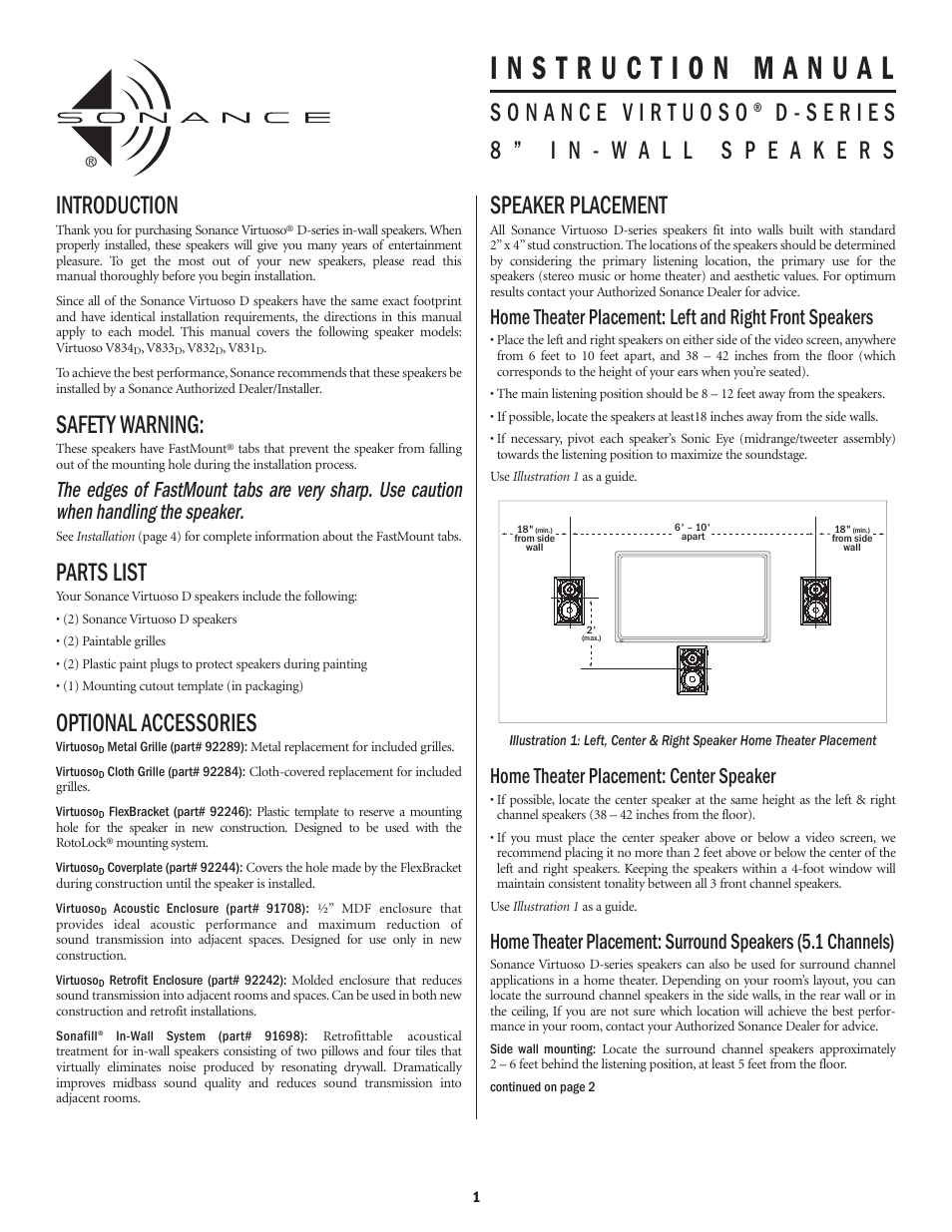 Sonance D-series User Manual | 6 pages