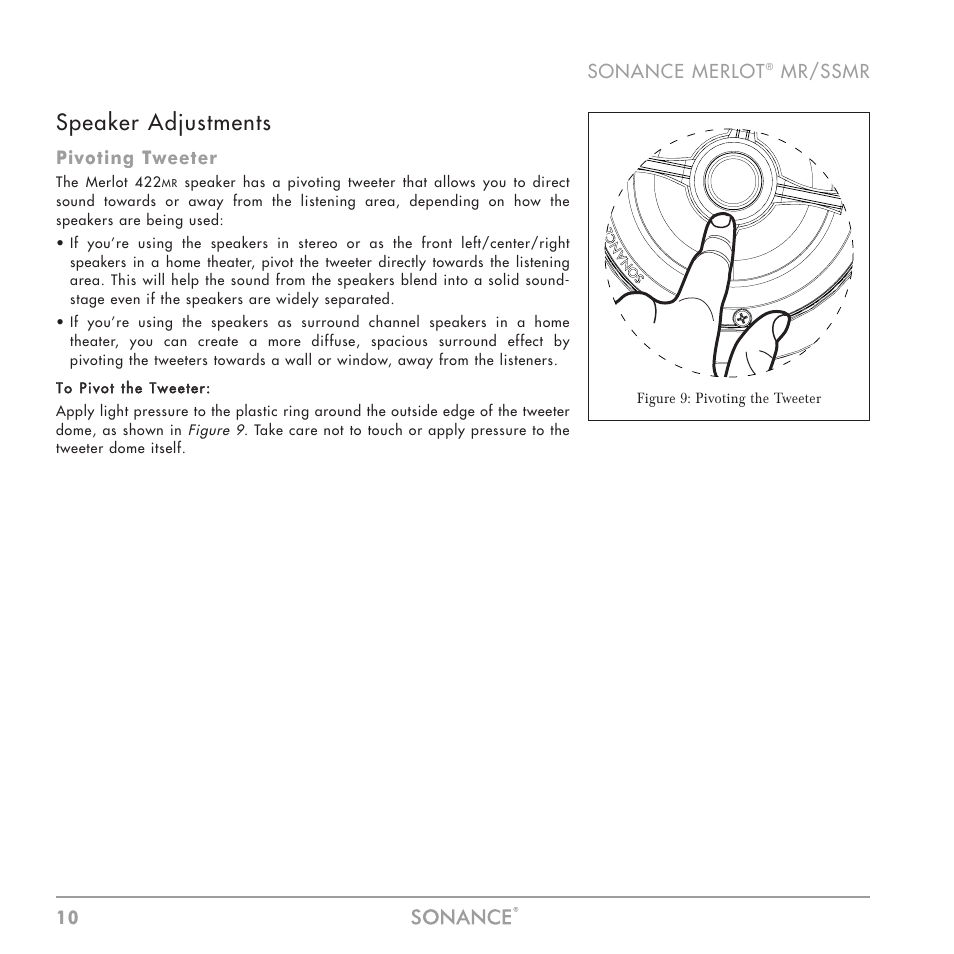 Speaker adjustments | Sonance MR Series User Manual | Page 10 / 16