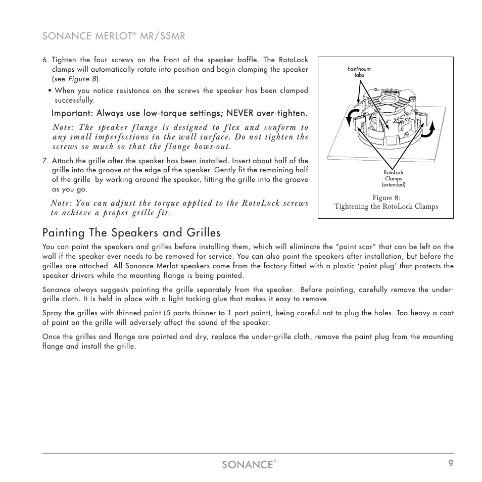 Painting the speakers and grilles | Sonance MR Series User Manual | Page 9 / 16