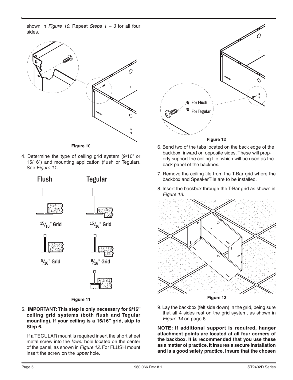 Flush tegular | Sonance ST2432D User Manual | Page 5 / 8