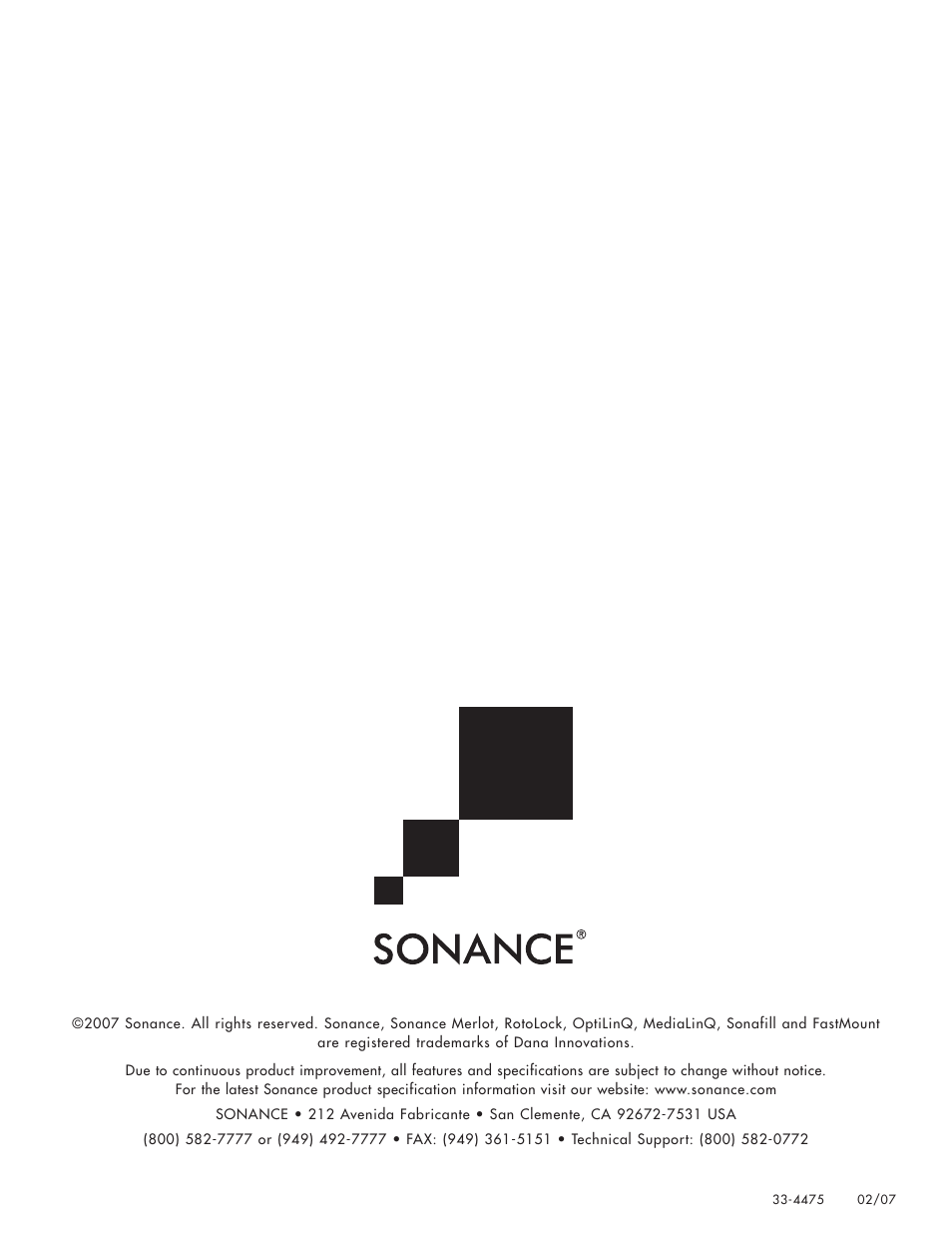 Sonance MERLOT M-SERIES User Manual | Page 12 / 12