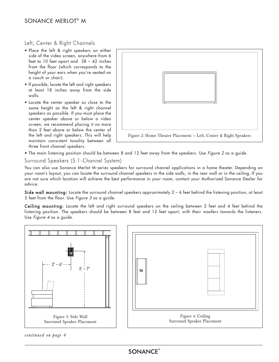 3sonance merlot, Surround speakers (5.1-channel system) | Sonance MERLOT M-SERIES User Manual | Page 3 / 12