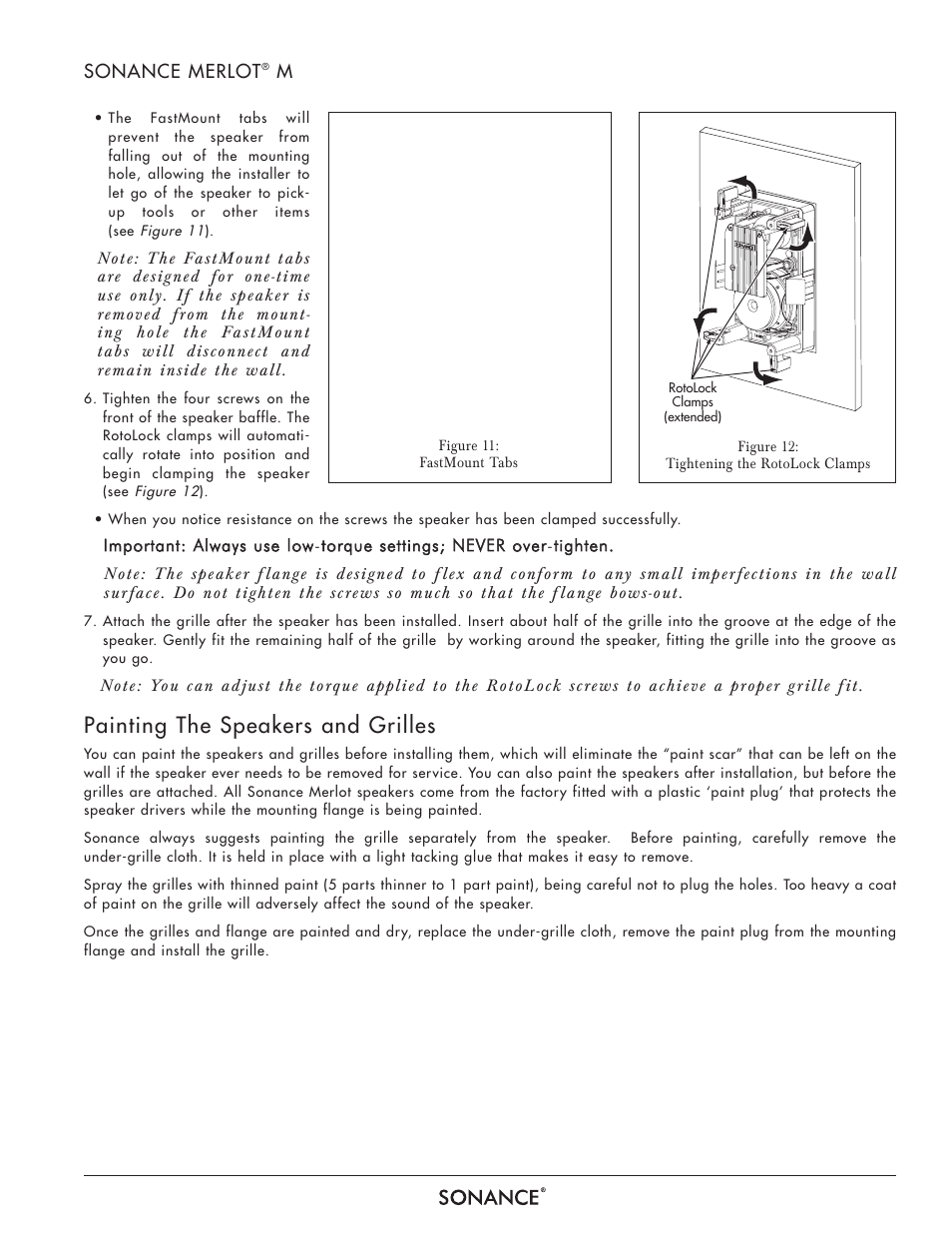 Painting the speakers and grilles | Sonance MERLOT M-SERIES User Manual | Page 7 / 12