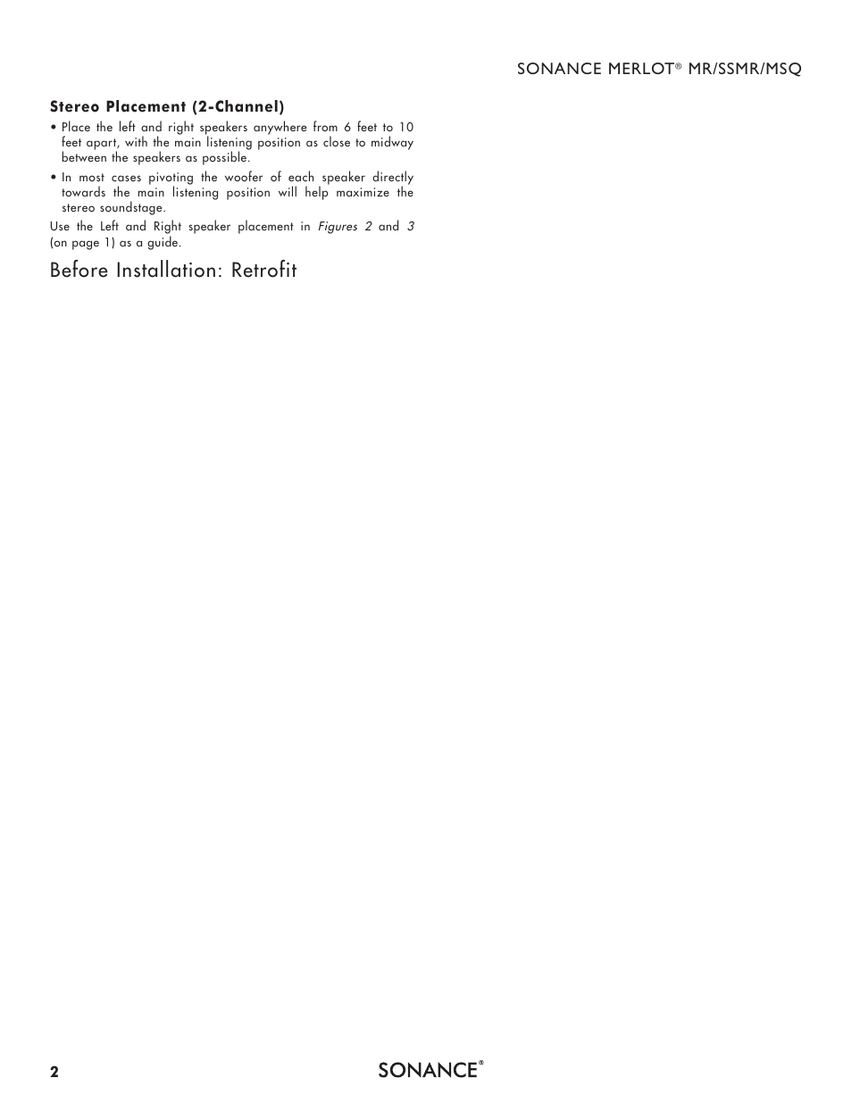 Before installation: retrofit | Sonance 422MSQ User Manual | Page 2 / 4