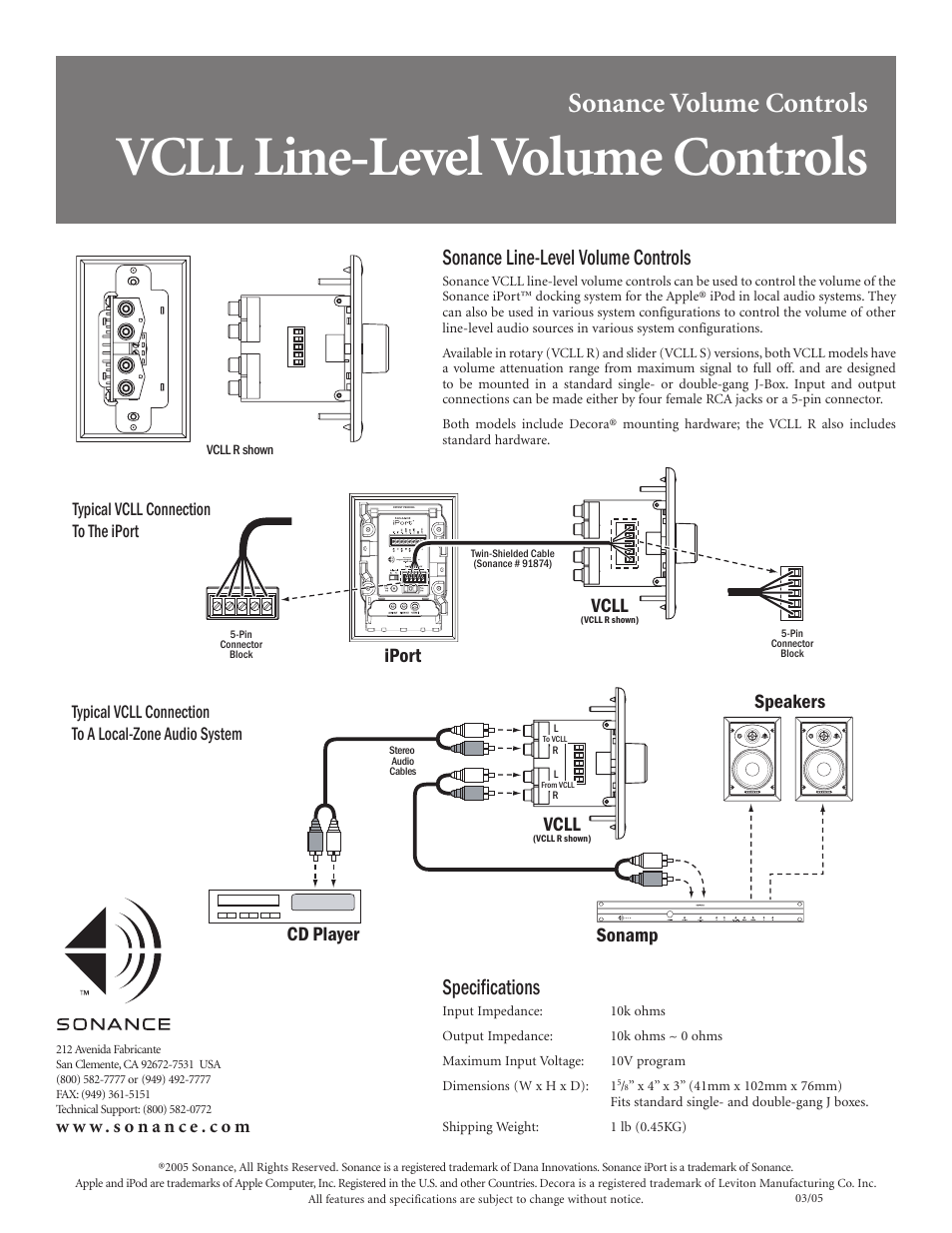 Sonance VCLL R User Manual | 1 page