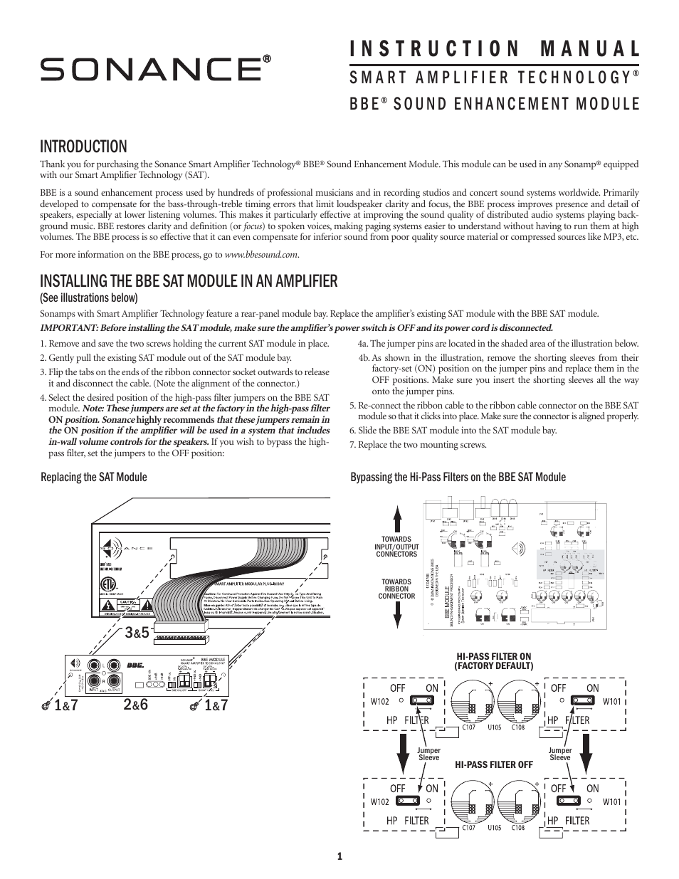 Sonance BBE User Manual | 4 pages