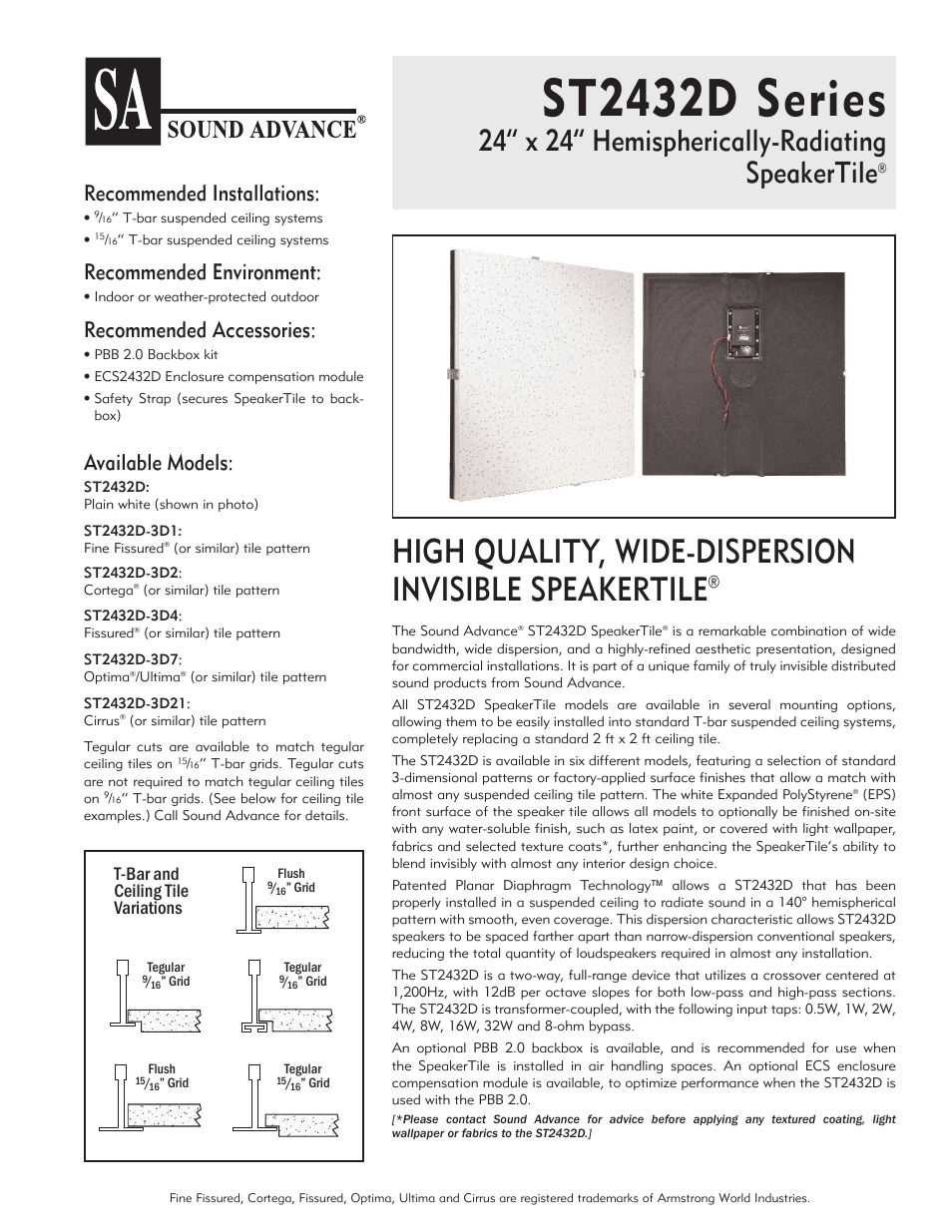 Sonance ST2432D Series User Manual | 2 pages