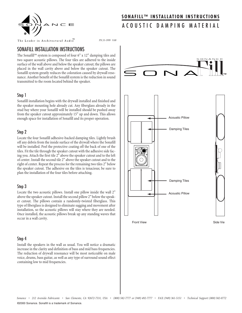Sonance Sonafill Acoustic Damping Material User Manual | 1 page