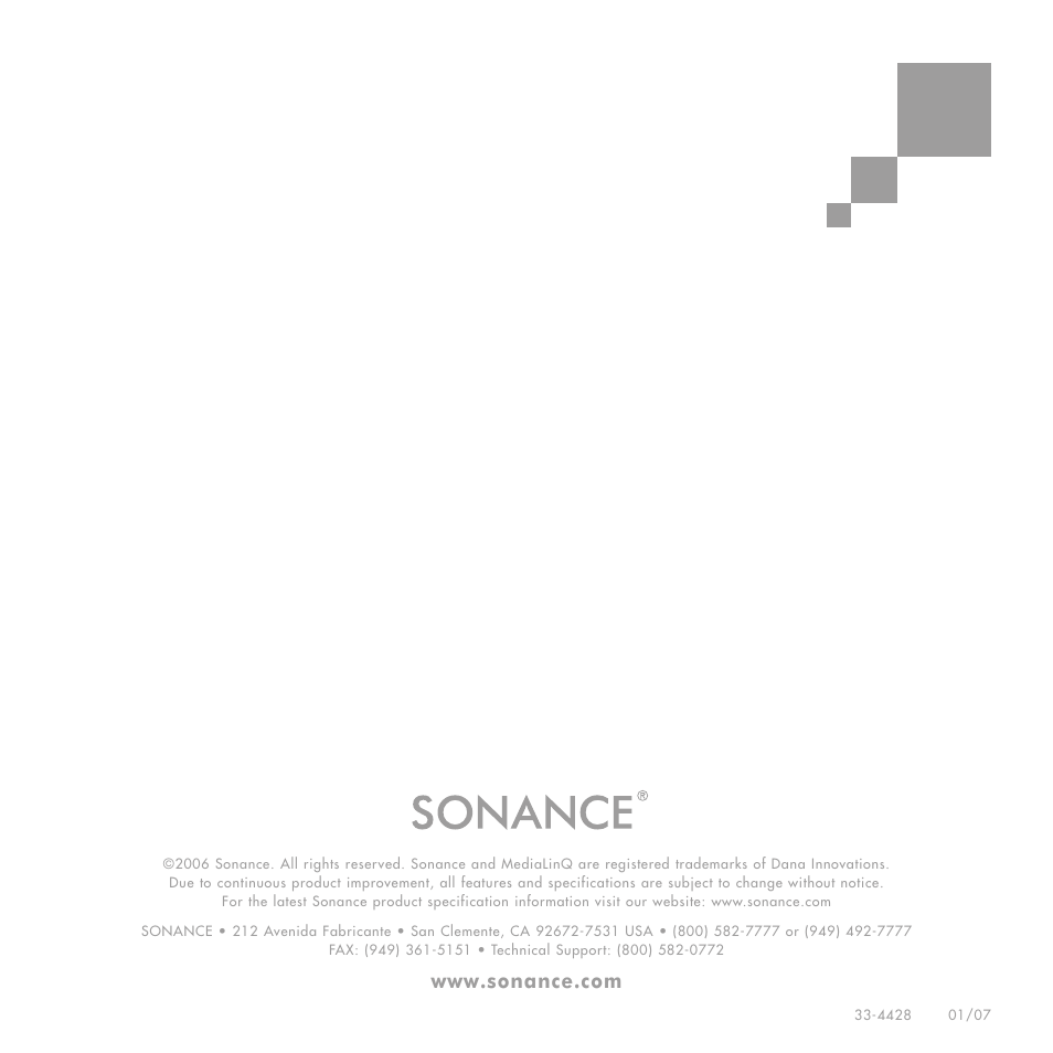 Sonance Sub 12-250 User Manual | Page 20 / 20
