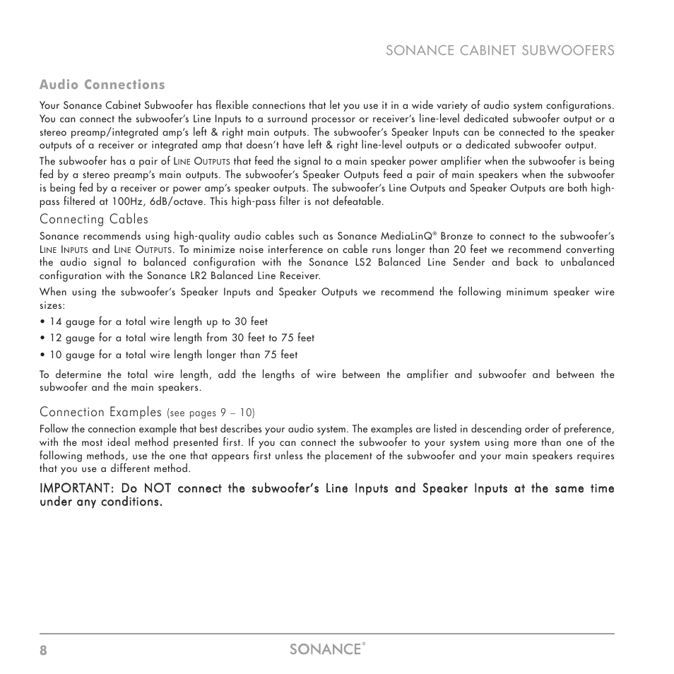 Sonance Sub 12-250 User Manual | Page 8 / 20