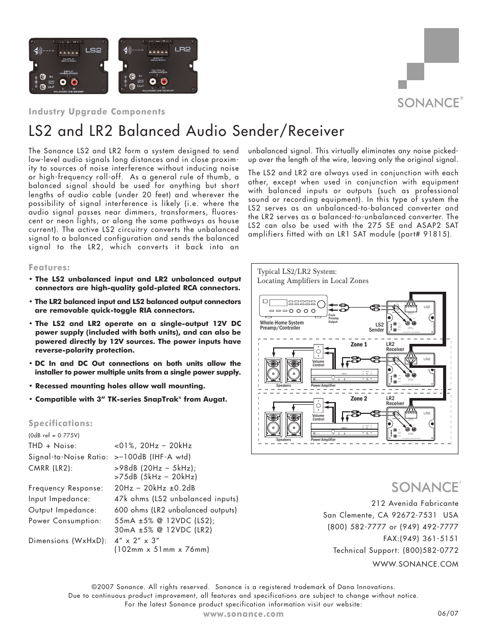 Sonance LS2 User Manual | 1 page