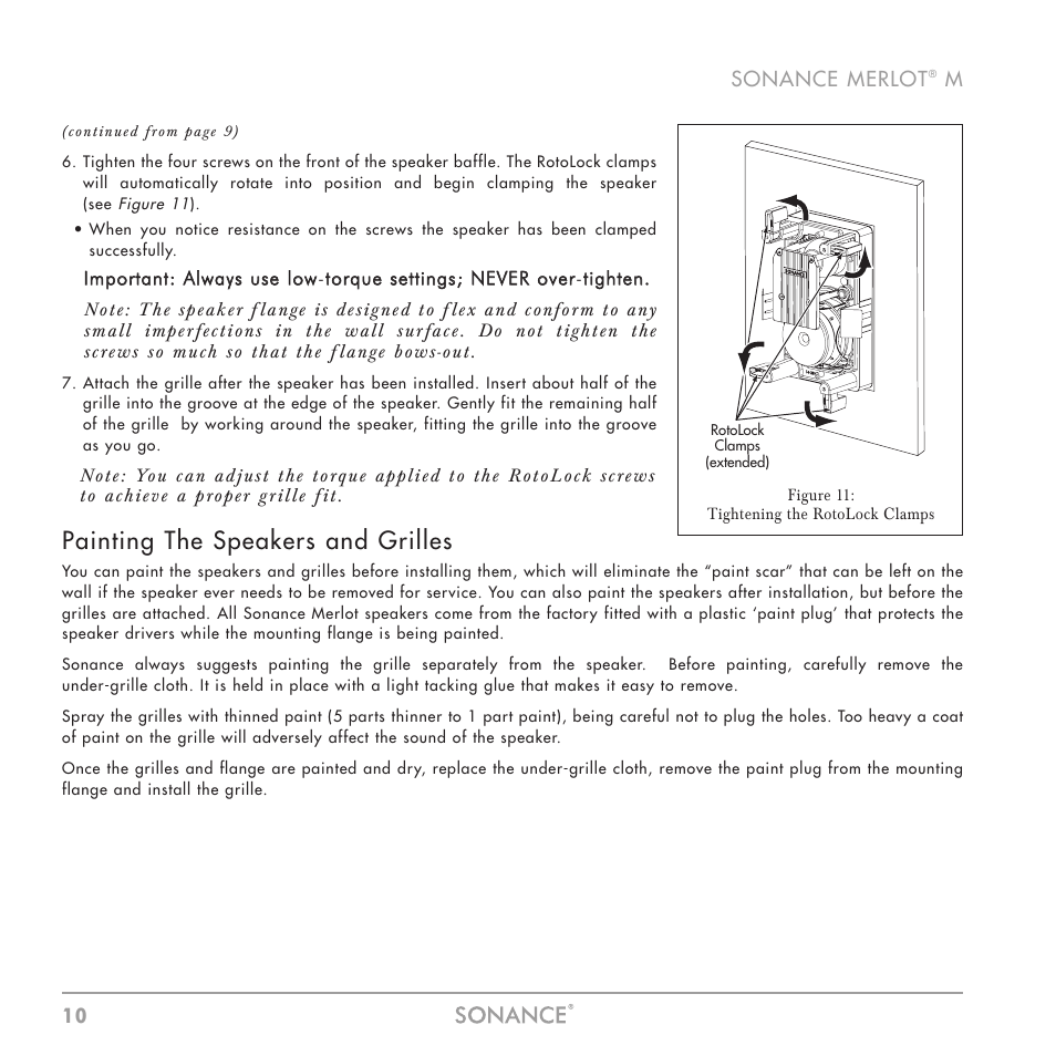 Painting the speakers and grilles | Sonance M Series User Manual | Page 10 / 16
