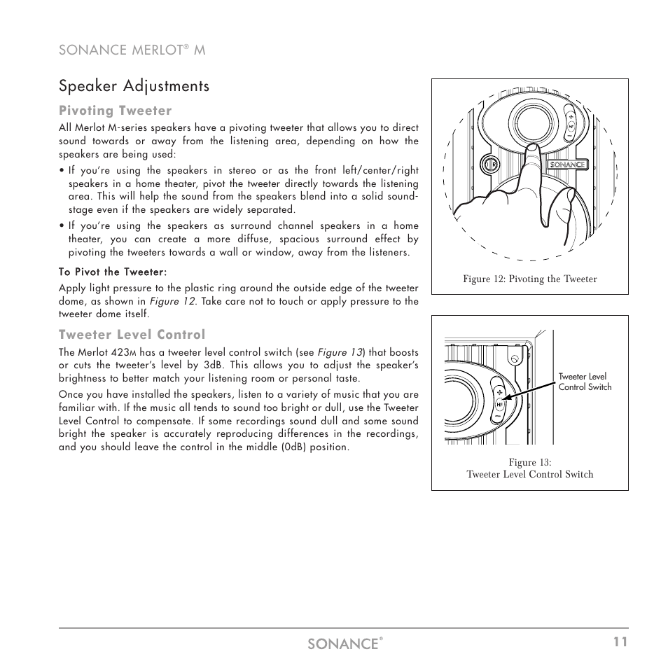 Speaker adjustments | Sonance M Series User Manual | Page 11 / 16
