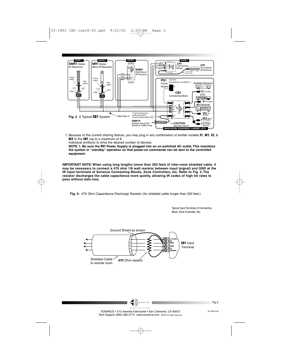 Sonance One Zone Connecting Block CB1 User Manual | Page 2 / 2