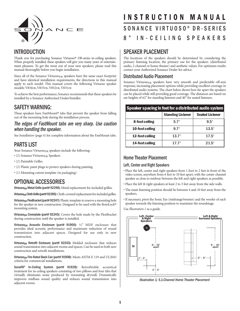 Sonance DR-series User Manual | 6 pages