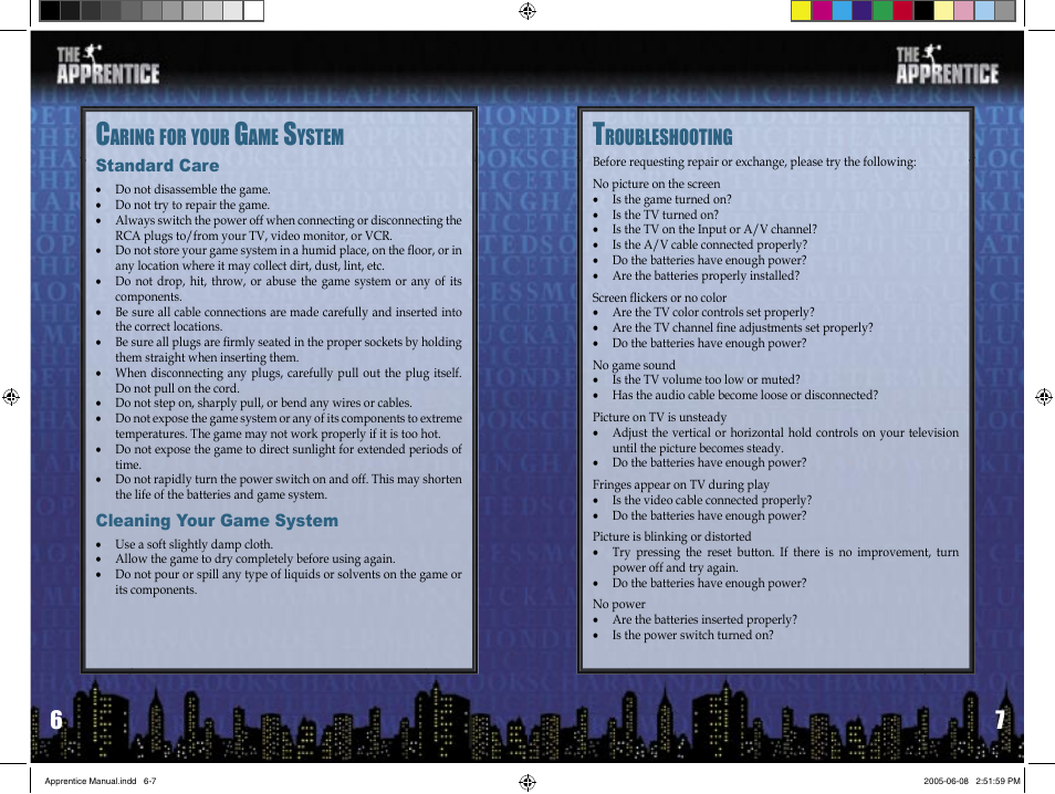 Aring, Your, Ystem | Roubleshooting | Senario THE APPRENTICE User Manual | Page 4 / 9