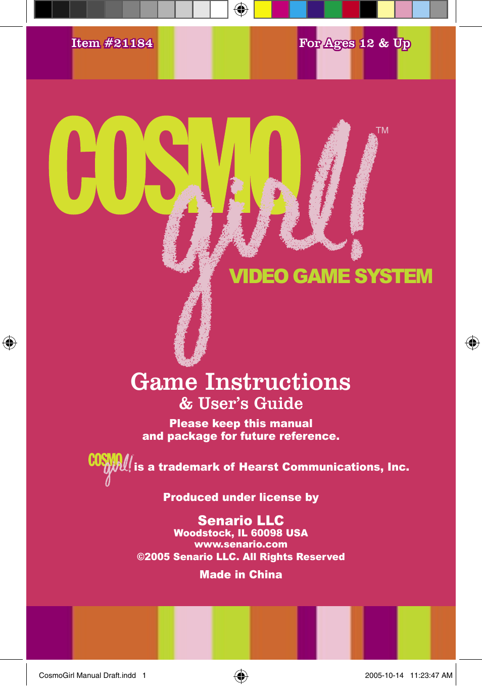 Senario Cosmo Girl Video Game System 21184 User Manual | 9 pages