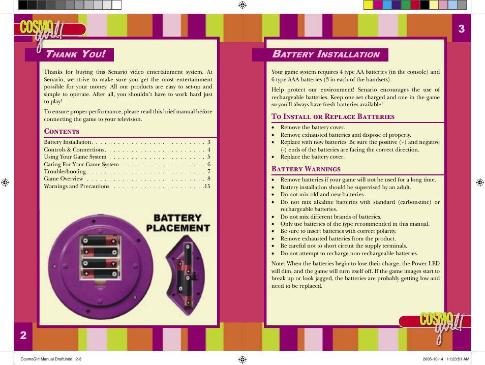 Senario Cosmo Girl Video Game System 21184 User Manual | Page 2 / 9