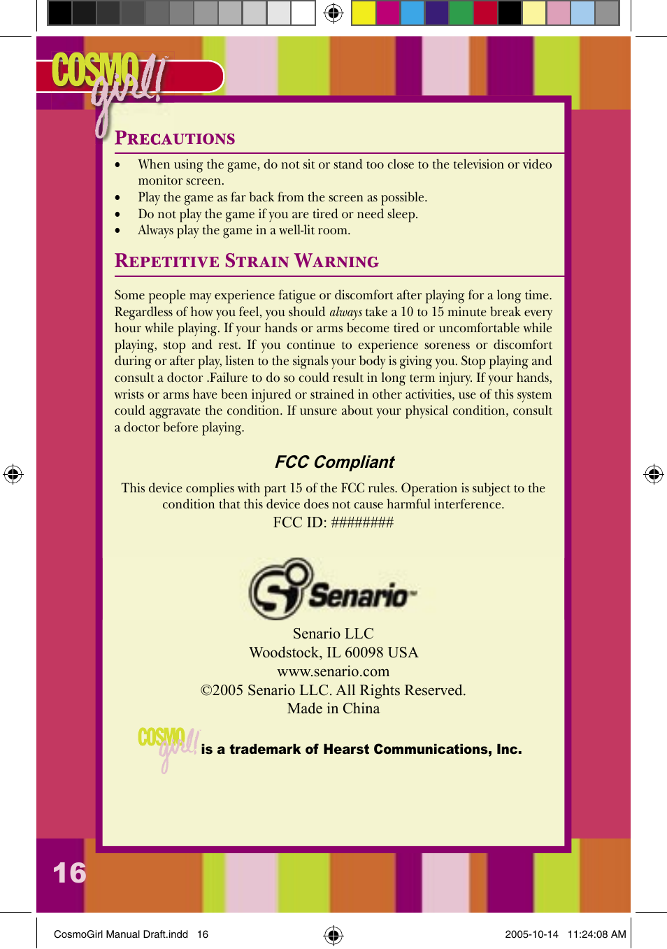 Senario Cosmo Girl Video Game System 21184 User Manual | Page 9 / 9