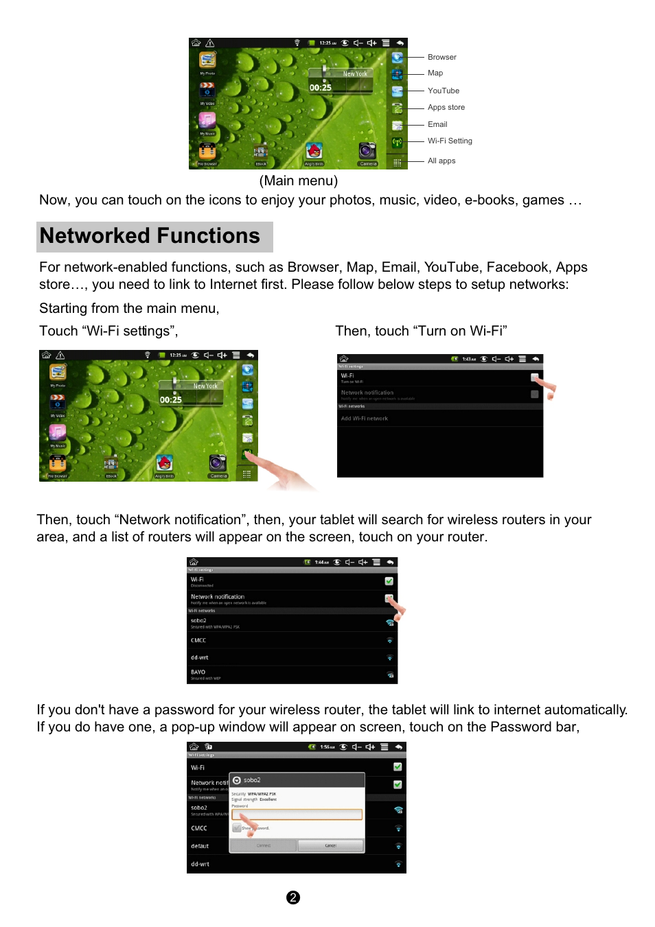 Т³гж 2, Networked functions | Sungale ID702WTA User Manual | Page 2 / 4