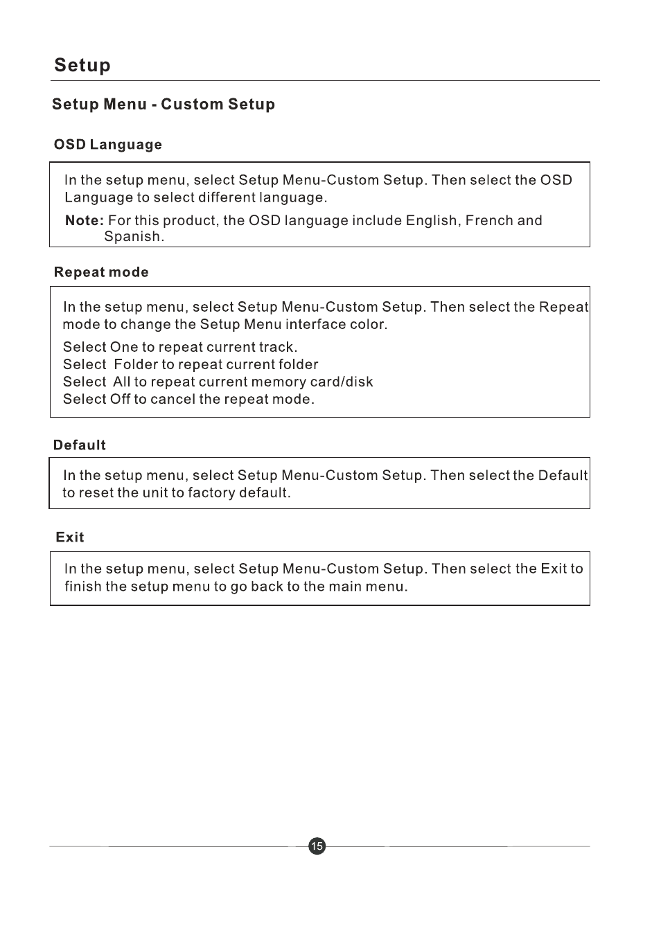 页 16, Setup | Sungale PF801 User Manual | Page 16 / 25