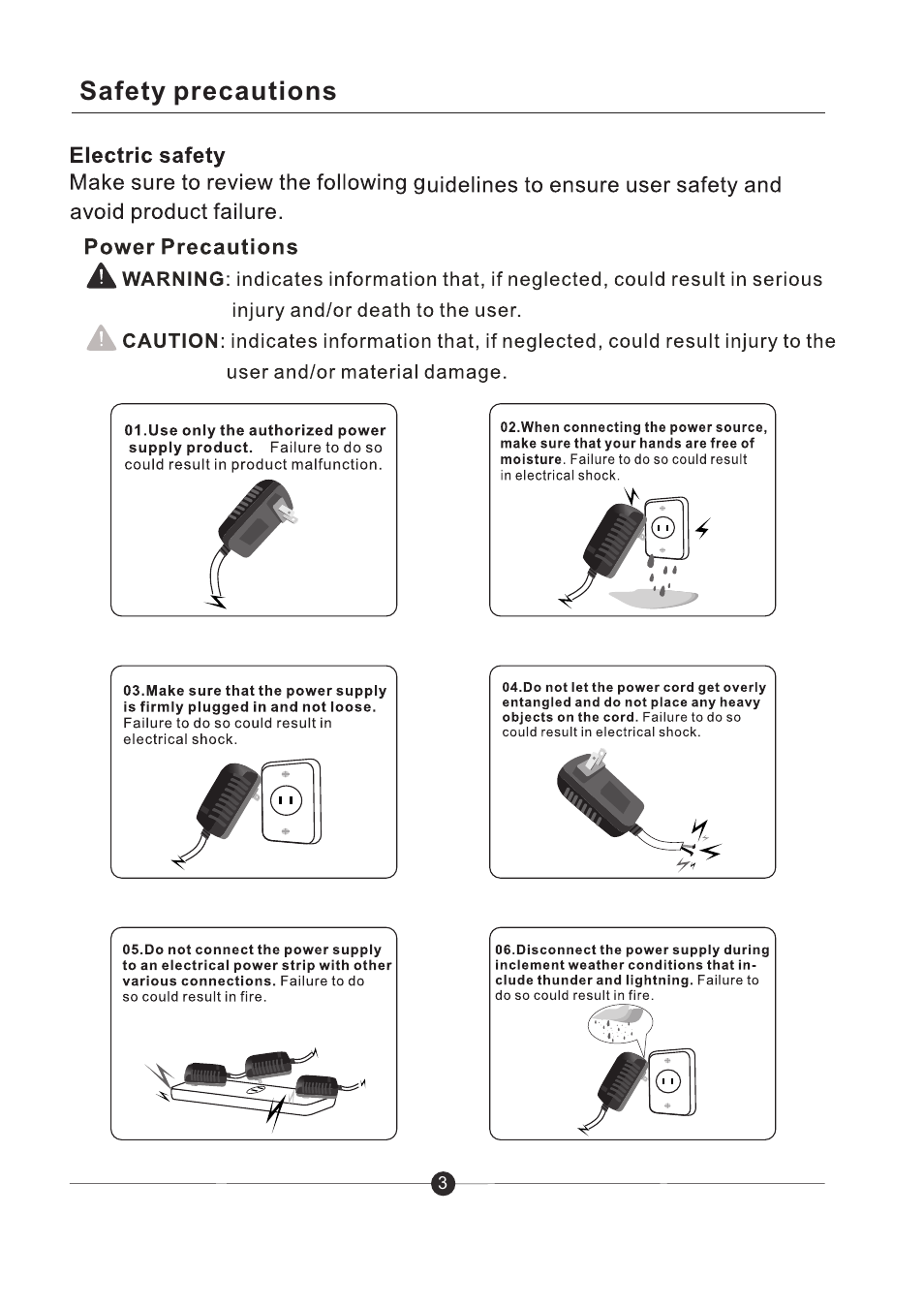 Safety precautions | Sungale PF801 User Manual | Page 4 / 25