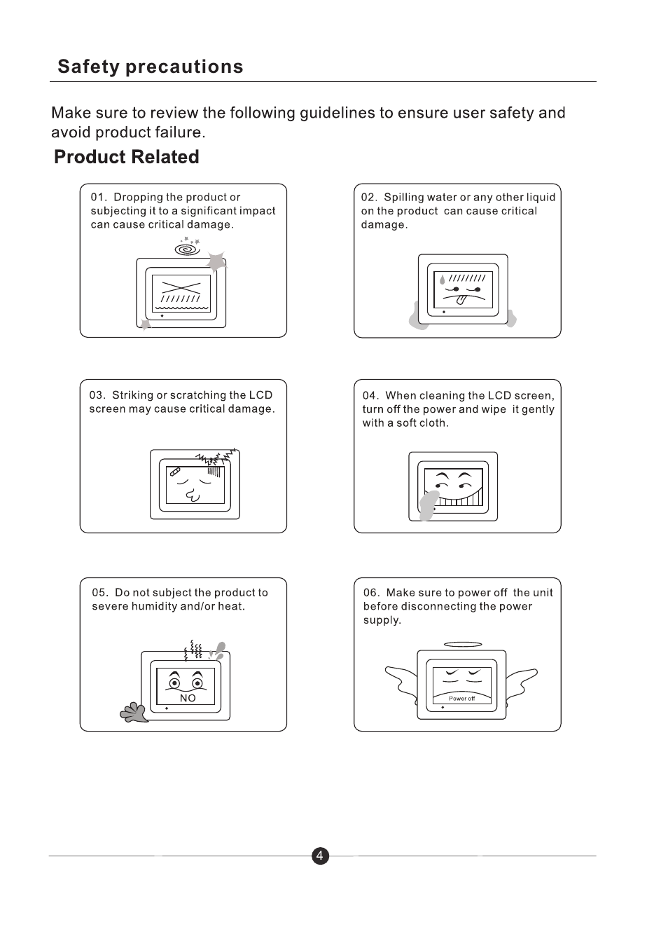 Safety precautions | Sungale PF801 User Manual | Page 5 / 25