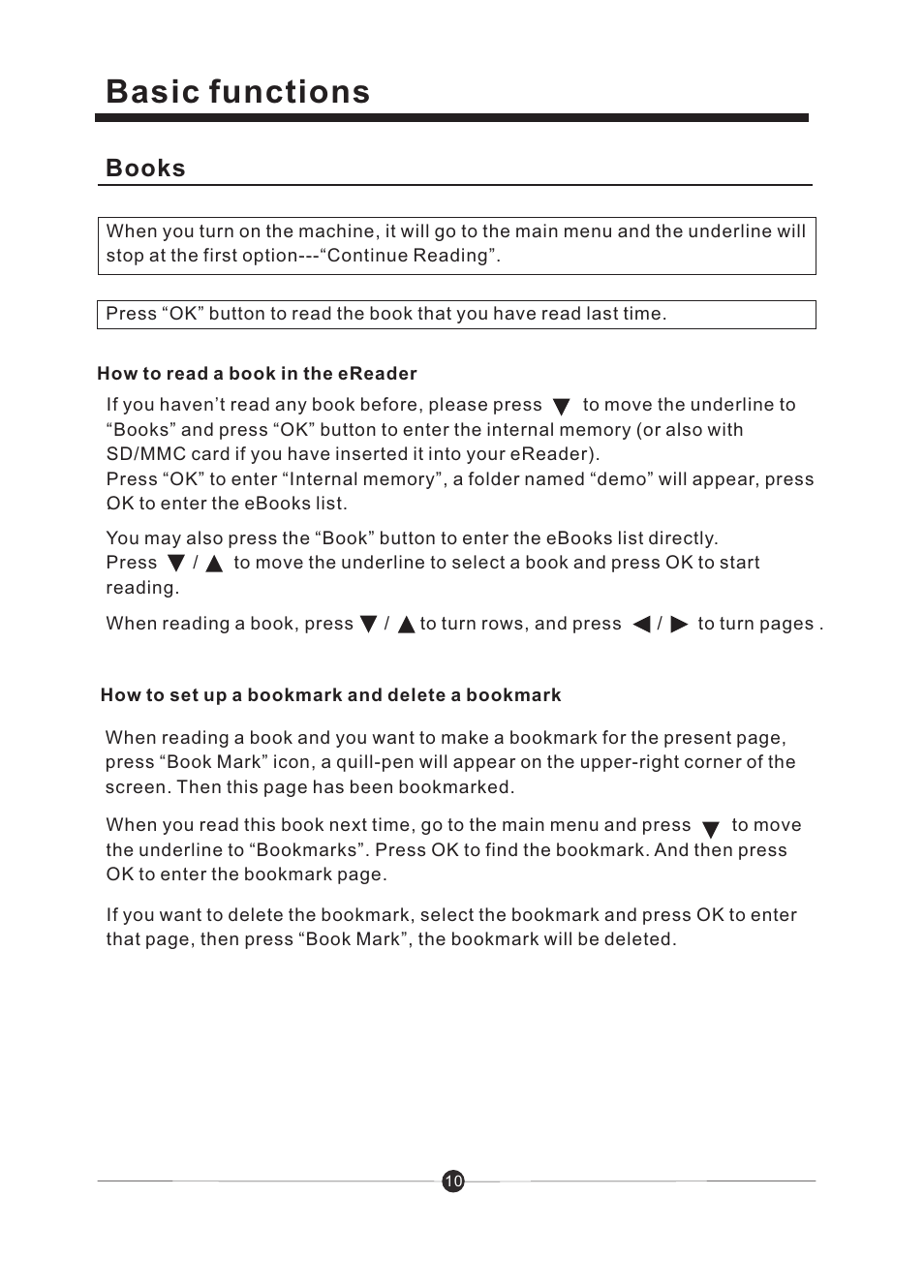 页 11, Basic functions, Books | Sungale CD706A User Manual | Page 11 / 20
