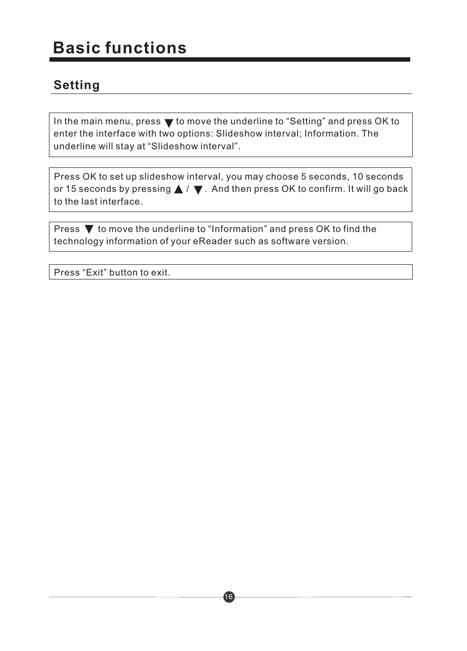页 17, Basic functions, Setting | Sungale CD706A User Manual | Page 17 / 20