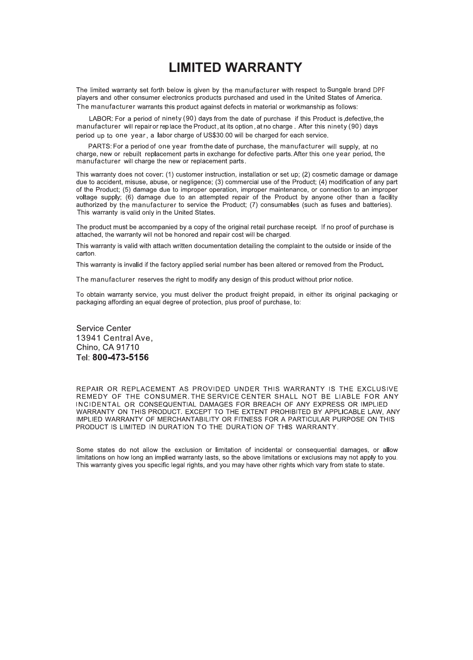 页 19 | Sungale CD706A User Manual | Page 19 / 20