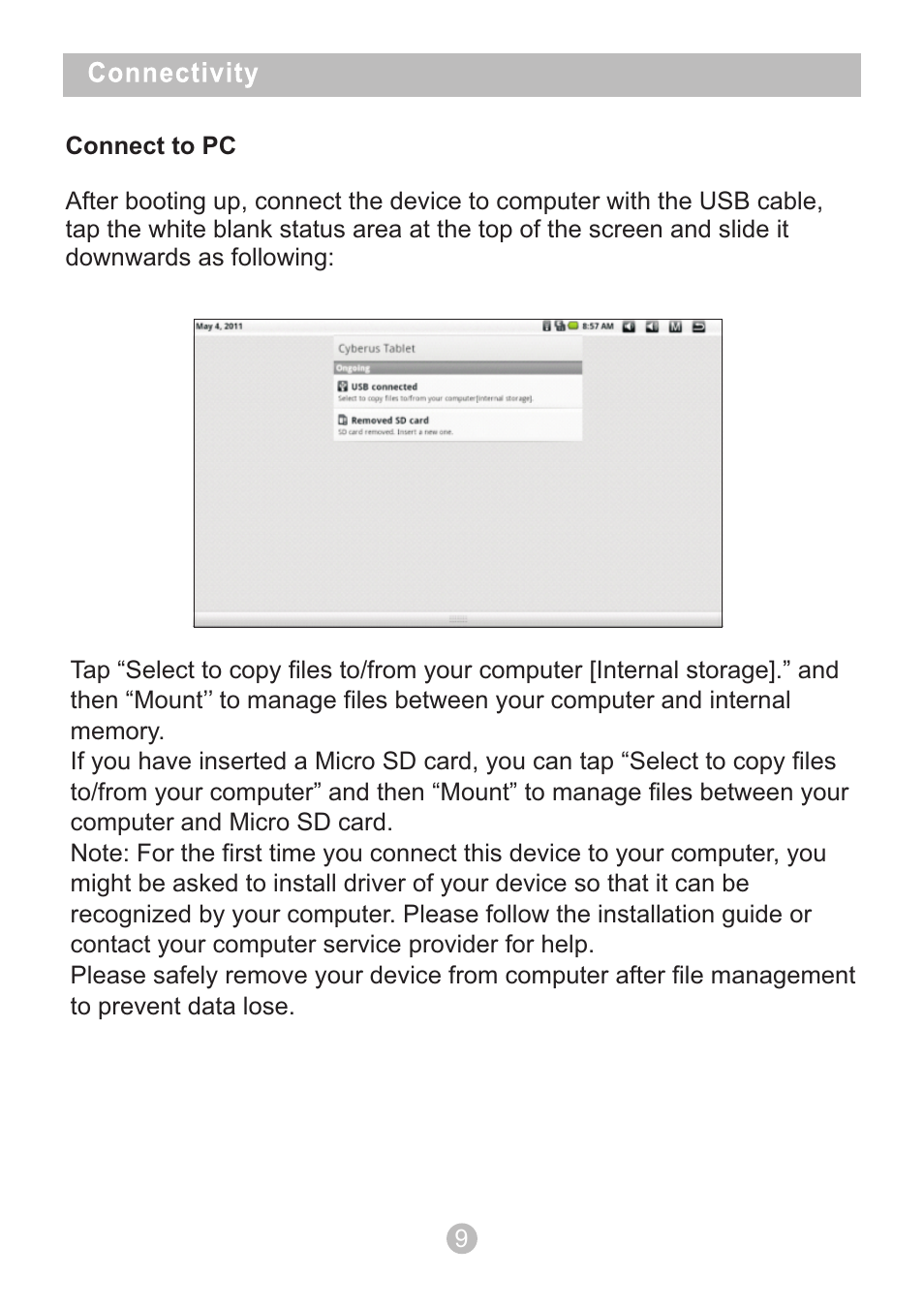 页 11 | Sungale CYBERUS ID1010WTA User Manual | Page 11 / 21