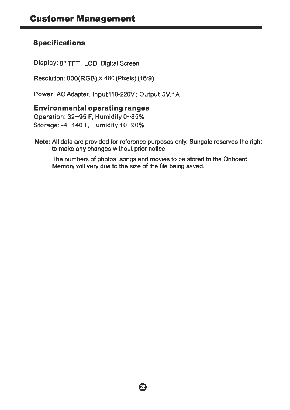 页 29 | Sungale CD806 User Manual | Page 29 / 32