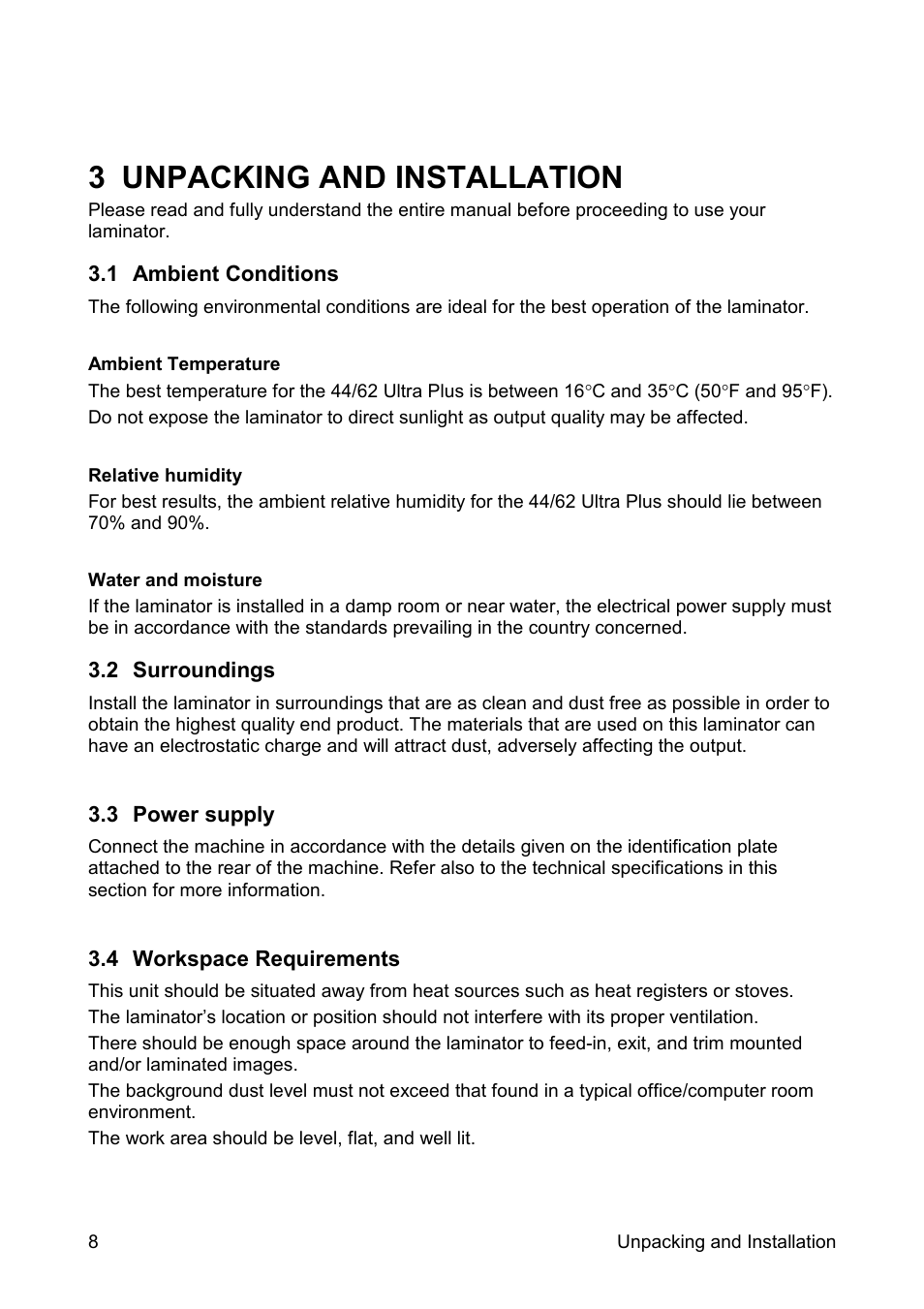3 unpacking and installation | SEAL 44/62 User Manual | Page 10 / 35