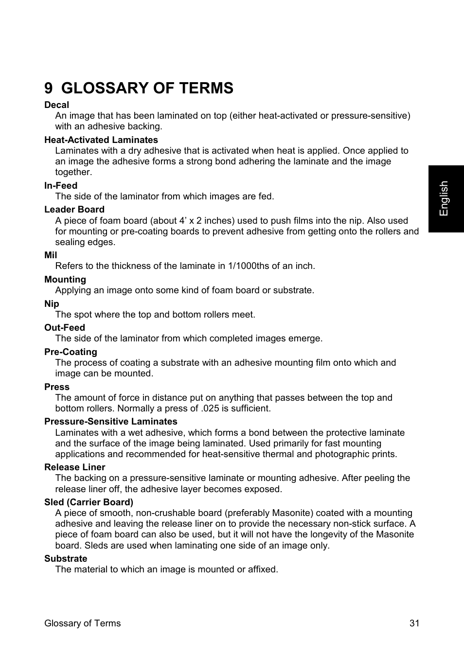 9 glossary of terms | SEAL 44/62 User Manual | Page 33 / 35