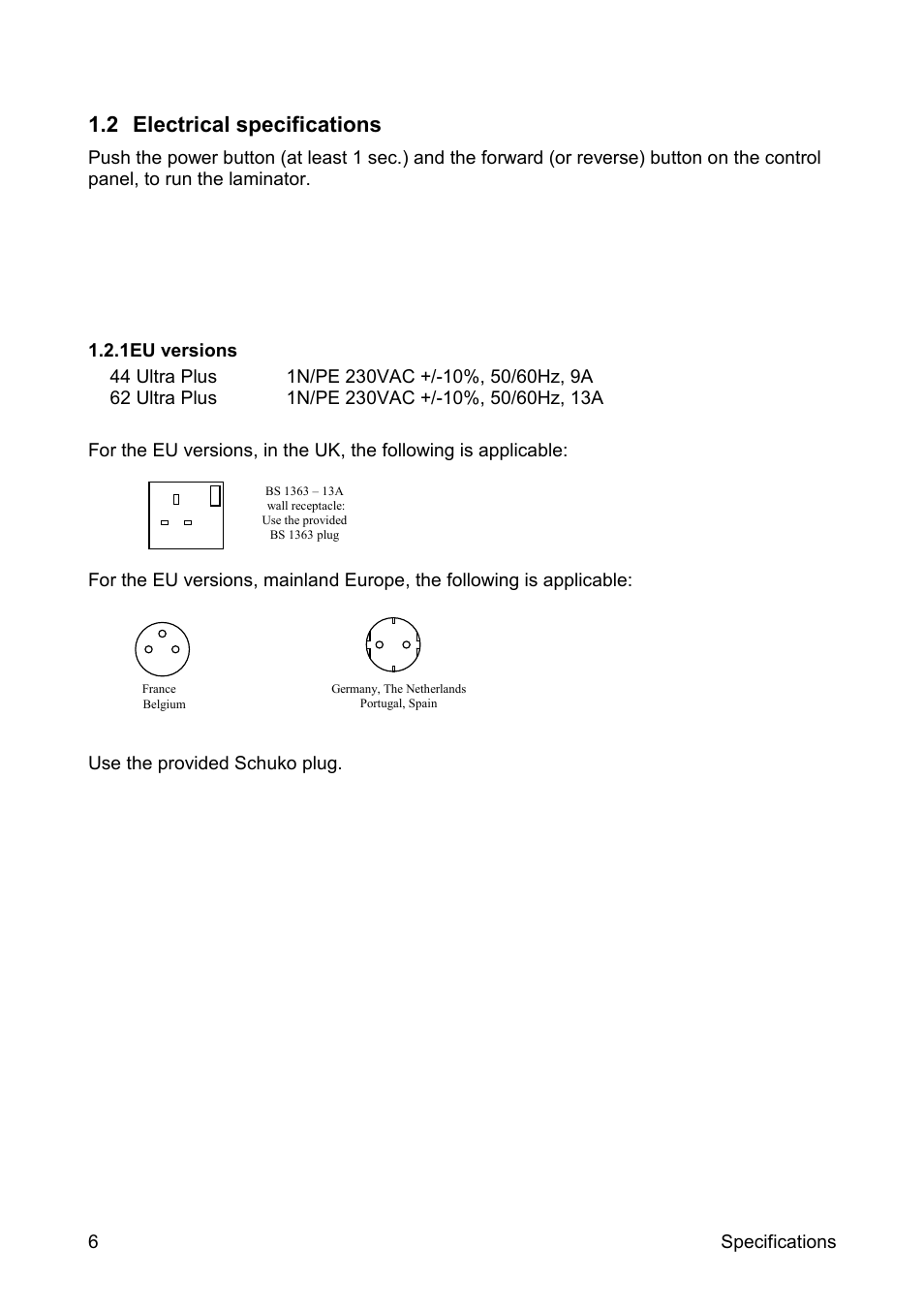 2 electrical specifications | SEAL 44/62 User Manual | Page 8 / 35