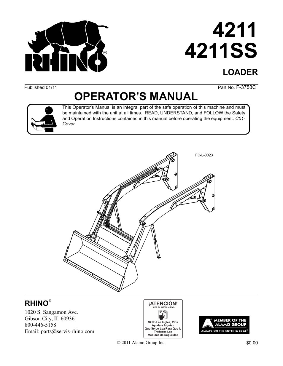 Servis-Rhino LOADER 4211SS User Manual | 104 pages