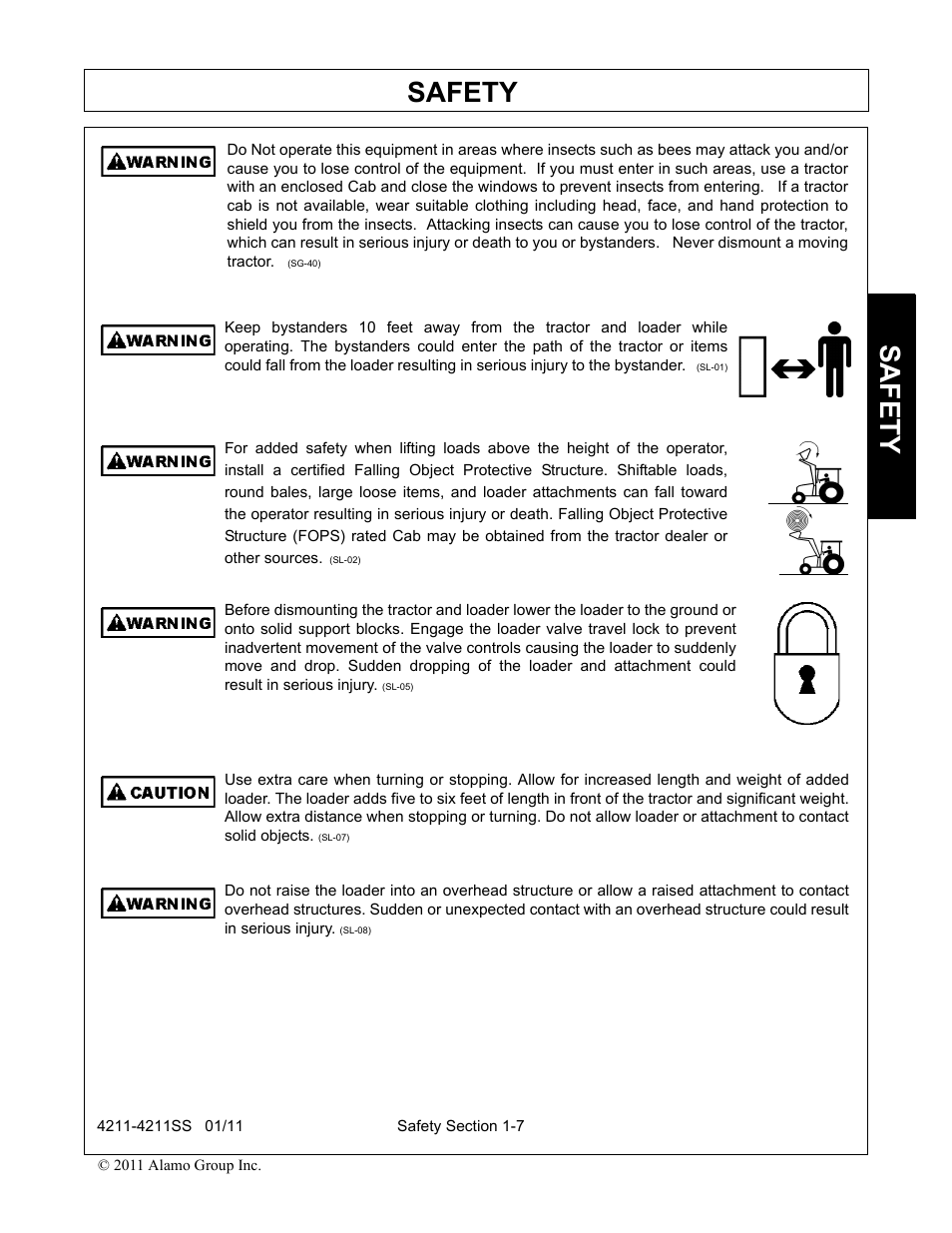 Safety | Servis-Rhino LOADER 4211SS User Manual | Page 11 / 104