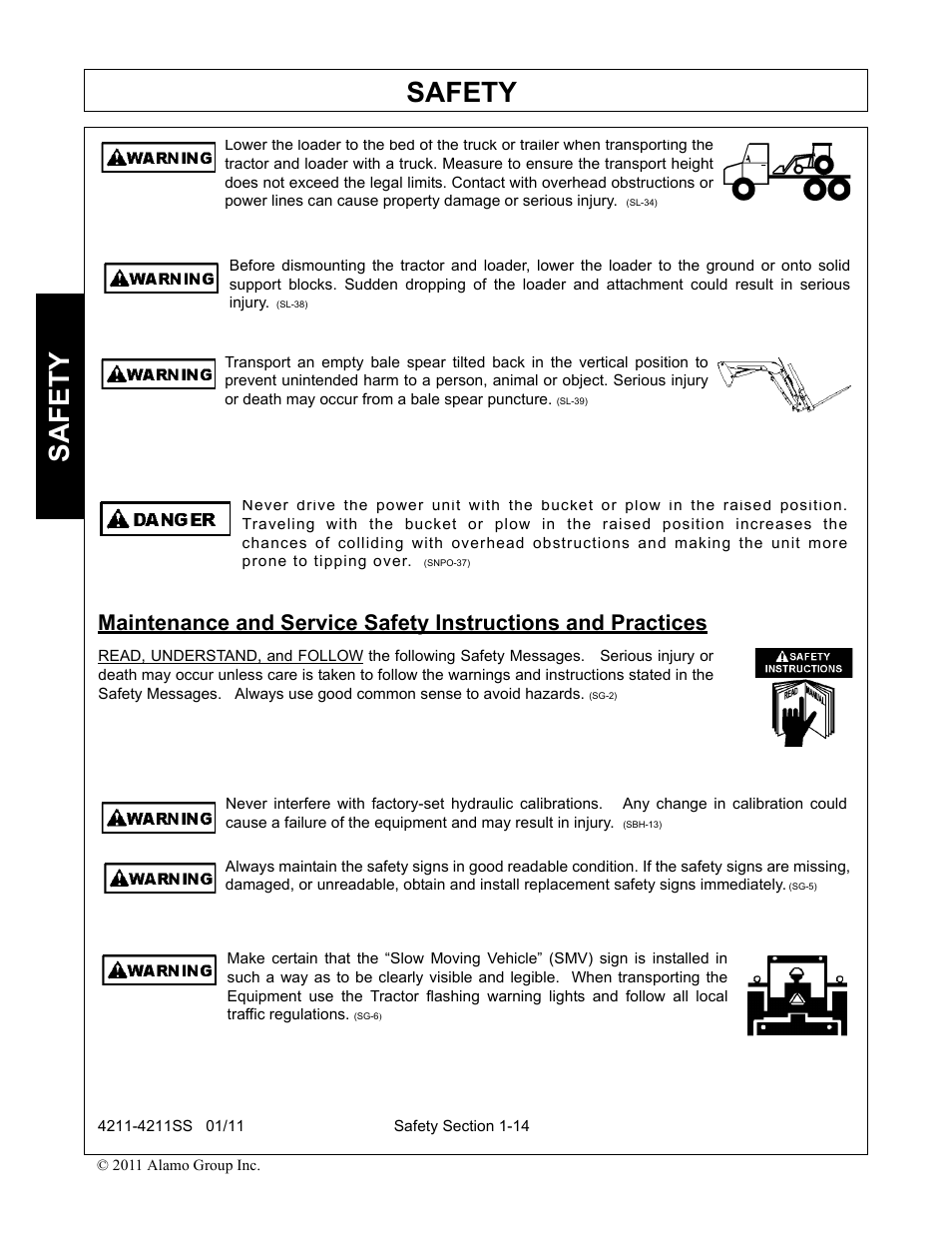 Safety | Servis-Rhino LOADER 4211SS User Manual | Page 18 / 104