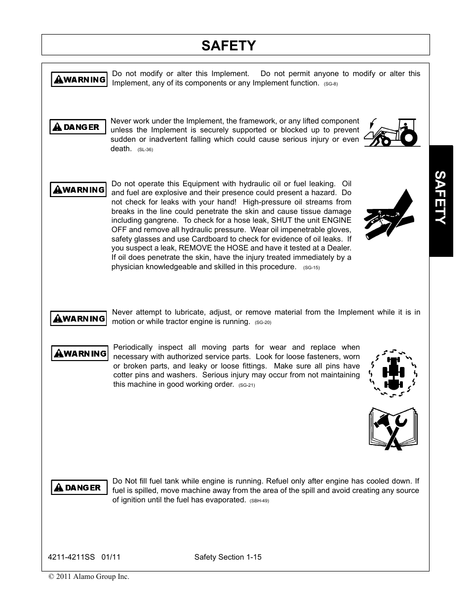 Safety | Servis-Rhino LOADER 4211SS User Manual | Page 19 / 104