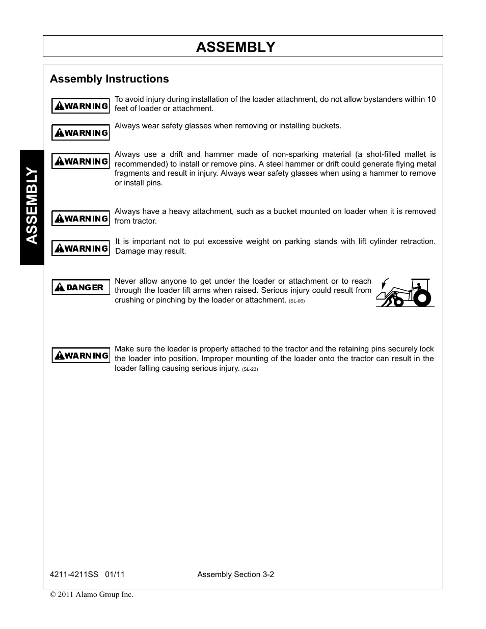 Assembly instructions, Assembly instructions -2, Assembly | Assembl y | Servis-Rhino LOADER 4211SS User Manual | Page 36 / 104