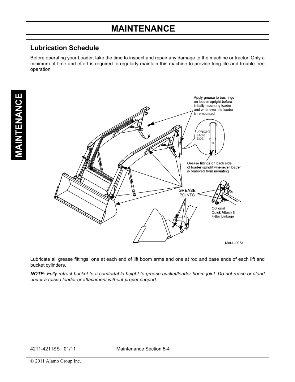 Lubrication schedule, Lubrication schedule -4, Maintenance | Servis-Rhino LOADER 4211SS User Manual | Page 94 / 104