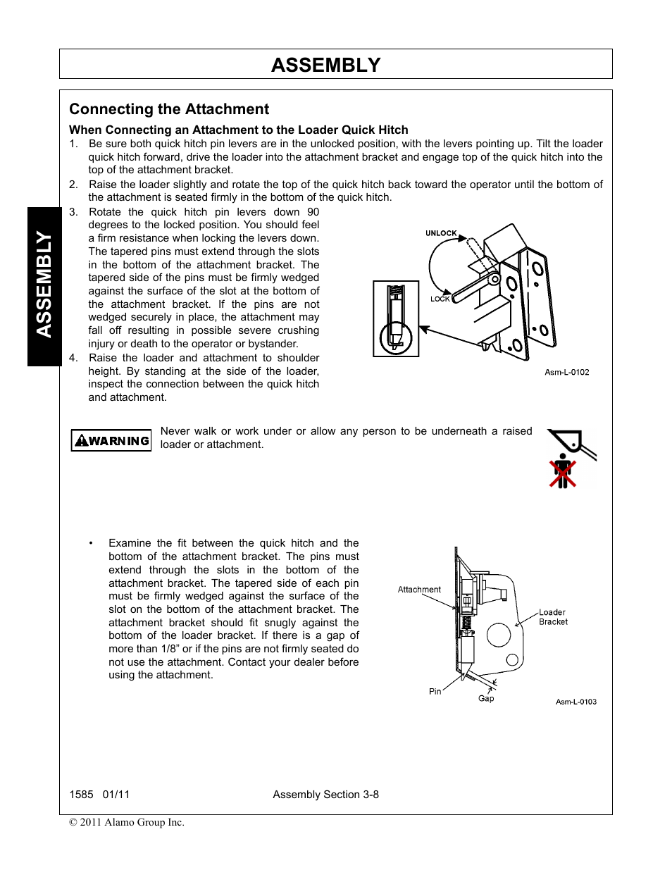 Assembly, Assembl y, Connecting the attachment | Servis-Rhino F-4123C User Manual | Page 42 / 104