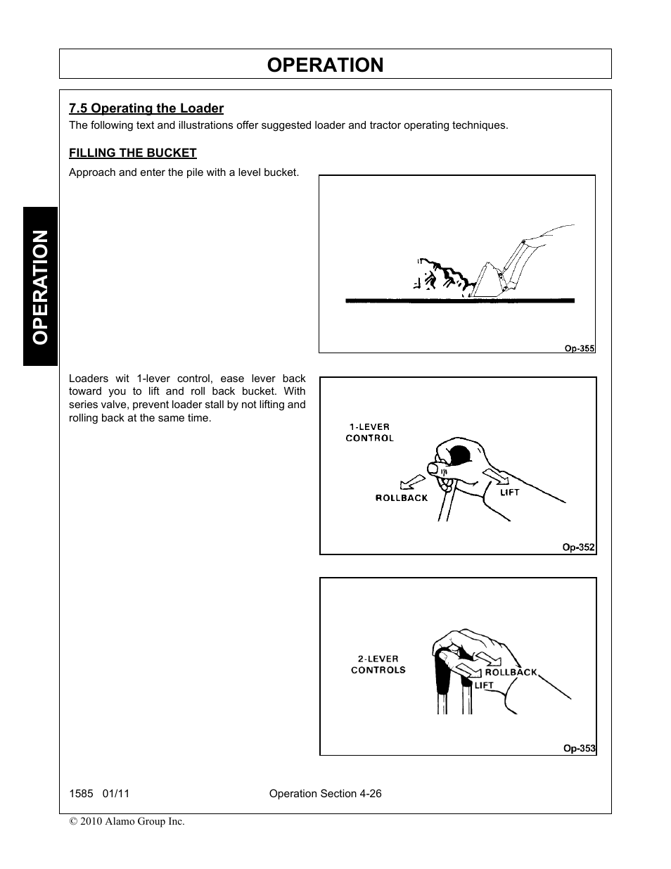 5 operating the loader, Operating the loader -26, Operation | Opera t ion | Servis-Rhino F-4123C User Manual | Page 72 / 104