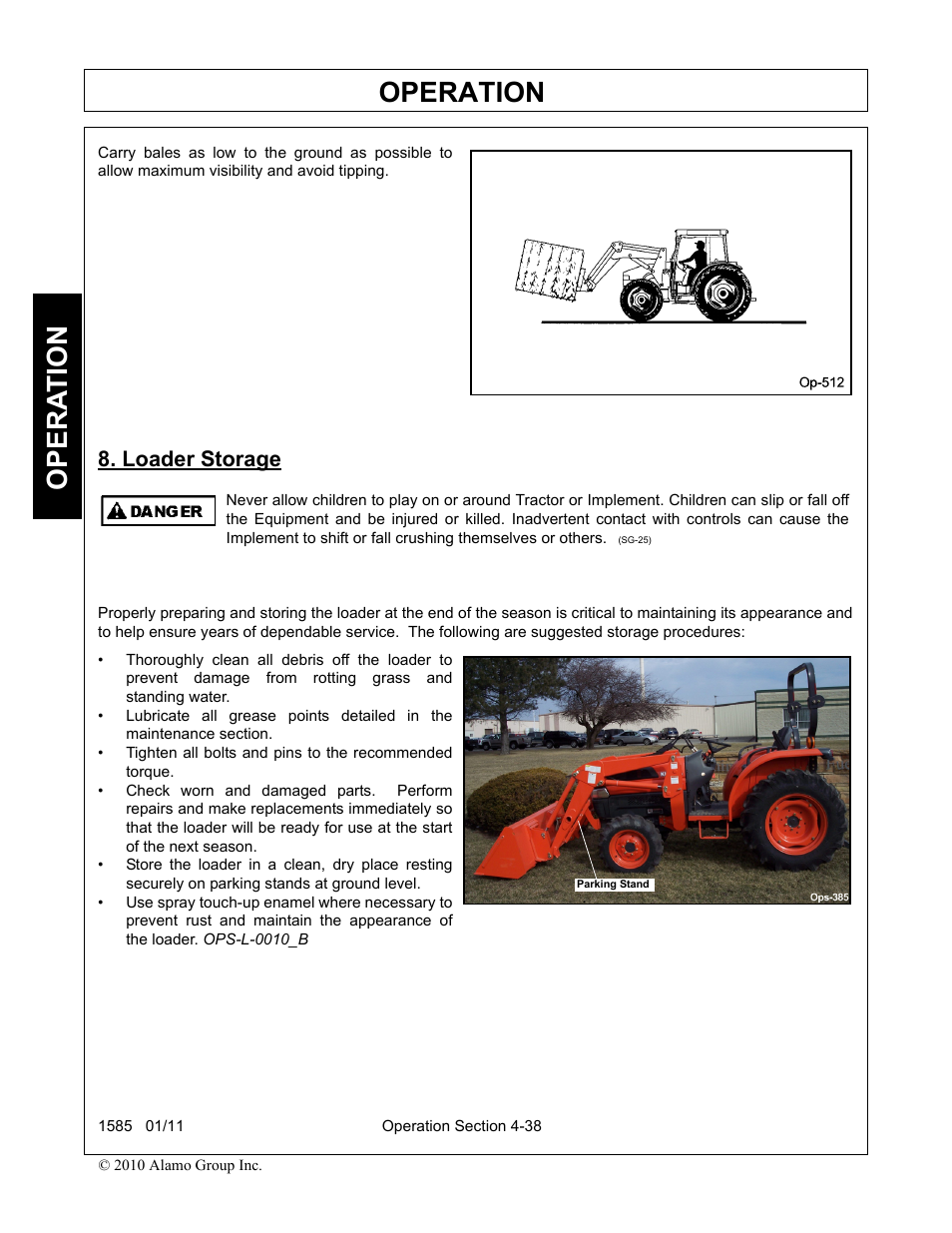Loader storage, Loader storage -39, Operation | Opera t ion | Servis-Rhino F-4123C User Manual | Page 84 / 104