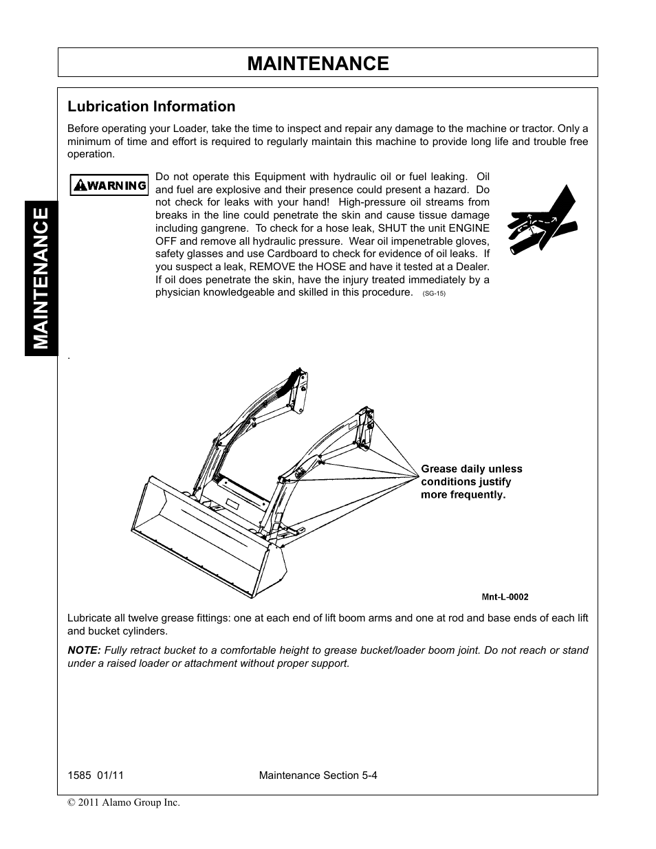 Lubrication information, Lubrication information -4, Maintenance | Servis-Rhino F-4123C User Manual | Page 94 / 104