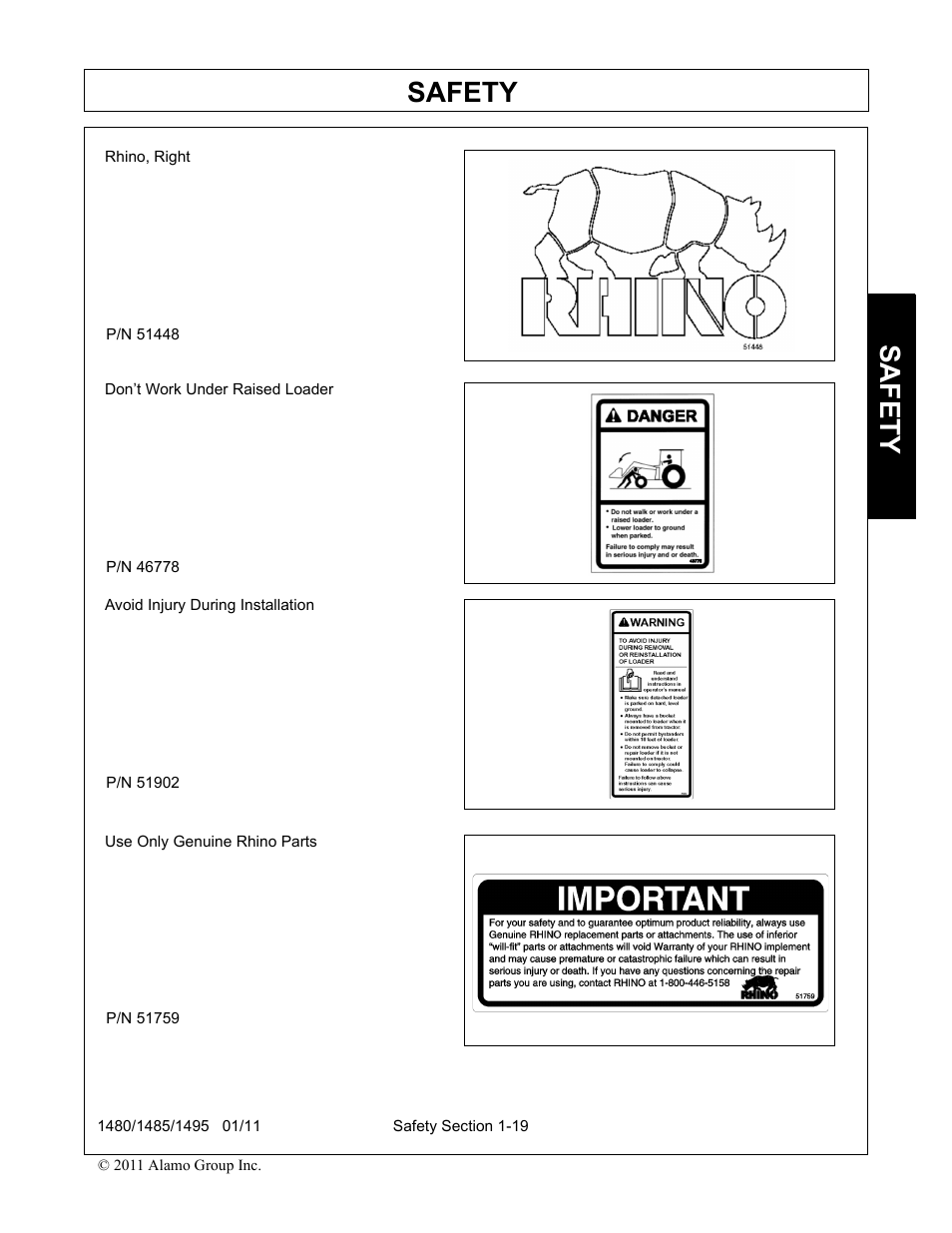 Safety | Servis-Rhino 1495 User Manual | Page 23 / 104