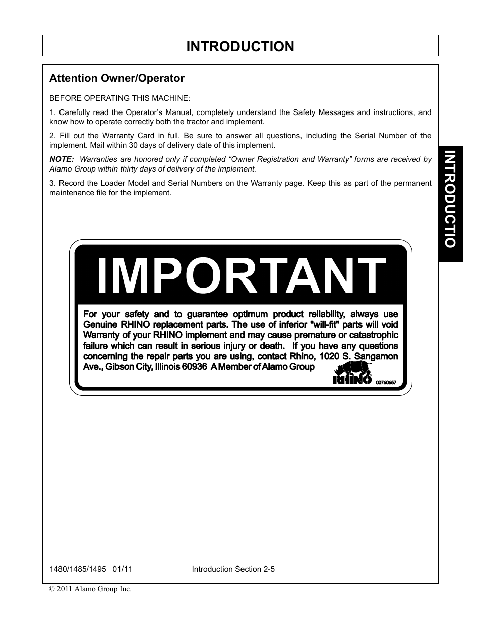 Introduction, Introductio | Servis-Rhino 1495 User Manual | Page 33 / 104