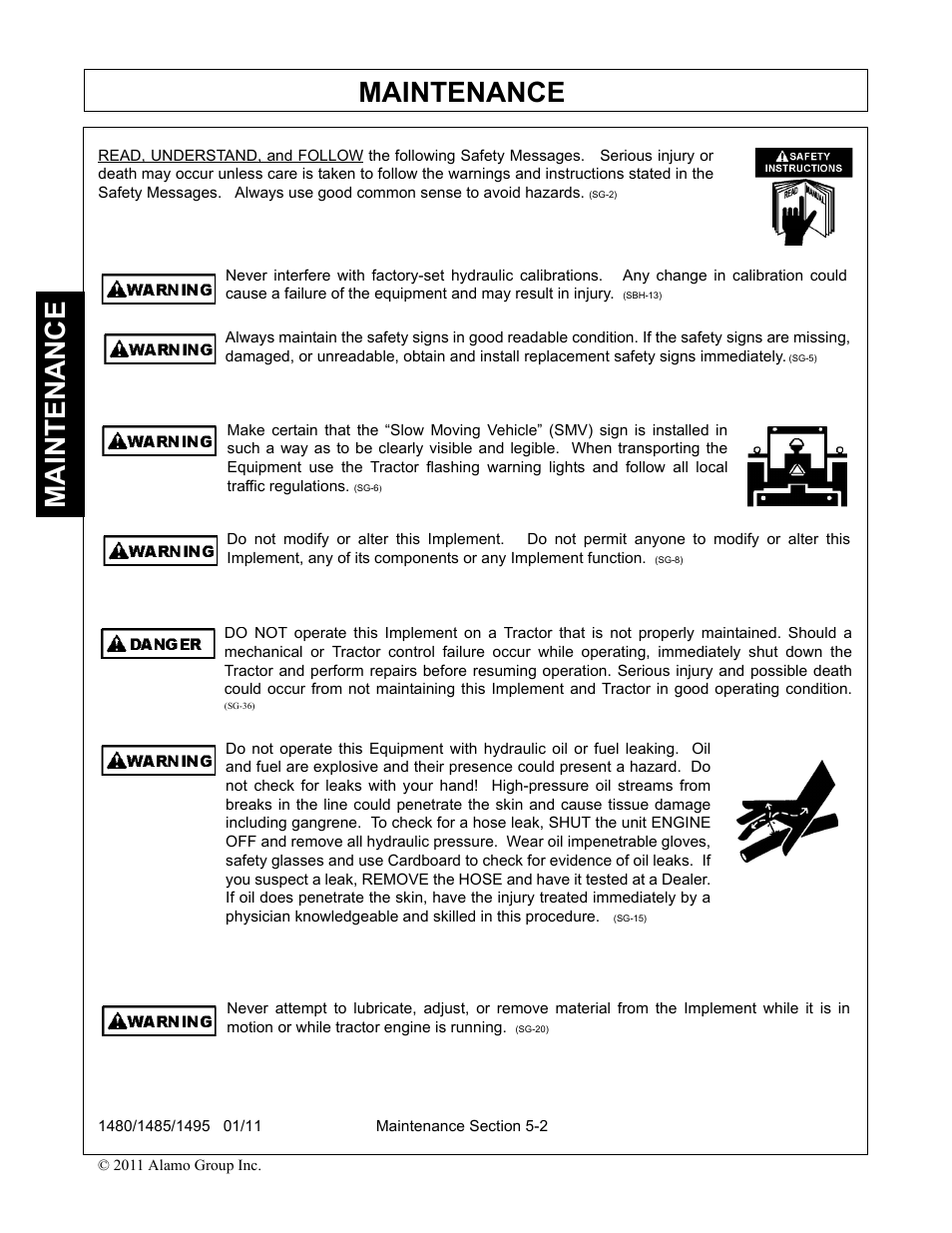 Maintenance | Servis-Rhino 1495 User Manual | Page 90 / 104
