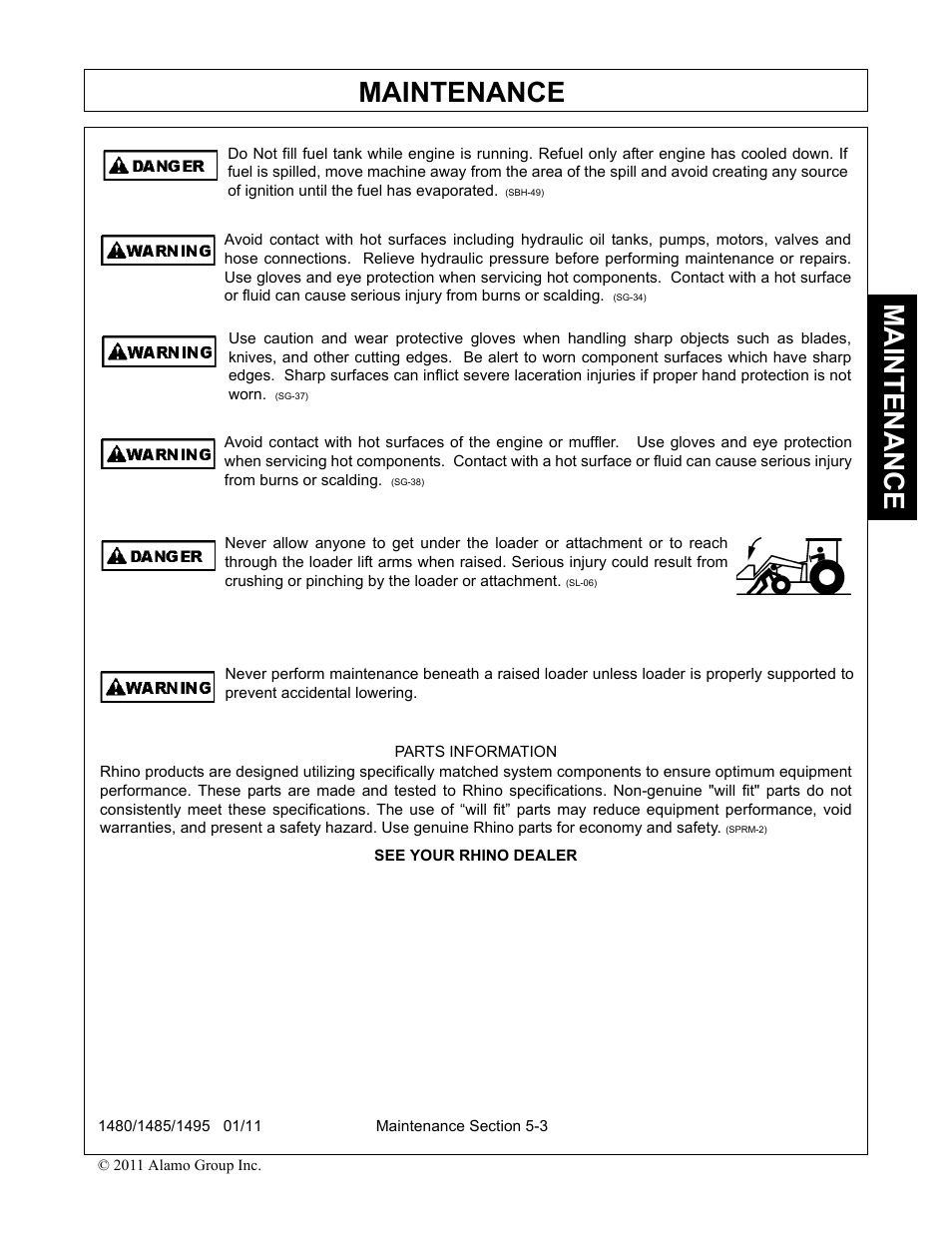 Maintenance | Servis-Rhino 1495 User Manual | Page 91 / 104