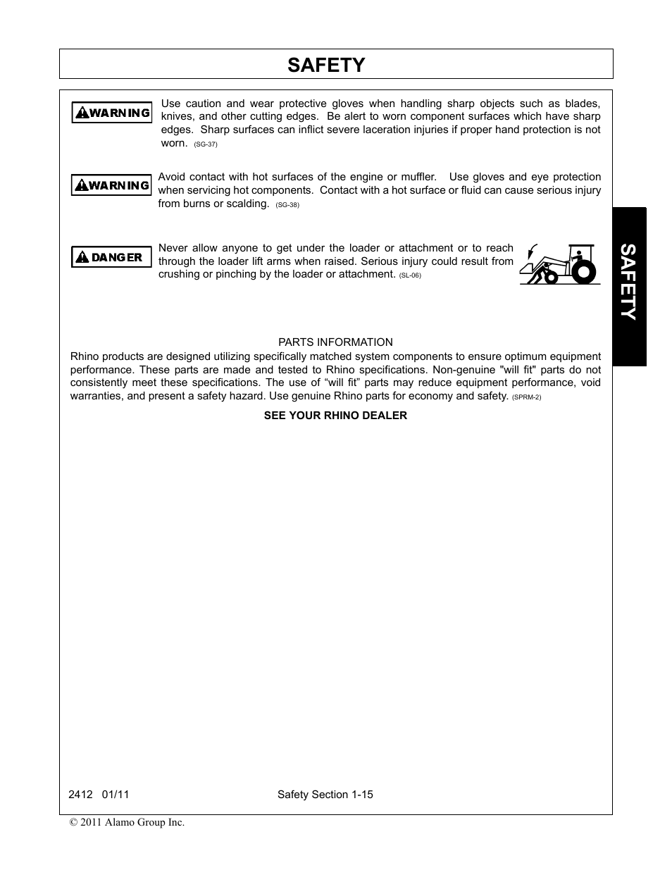 Safety | Servis-Rhino 2412 User Manual | Page 19 / 100